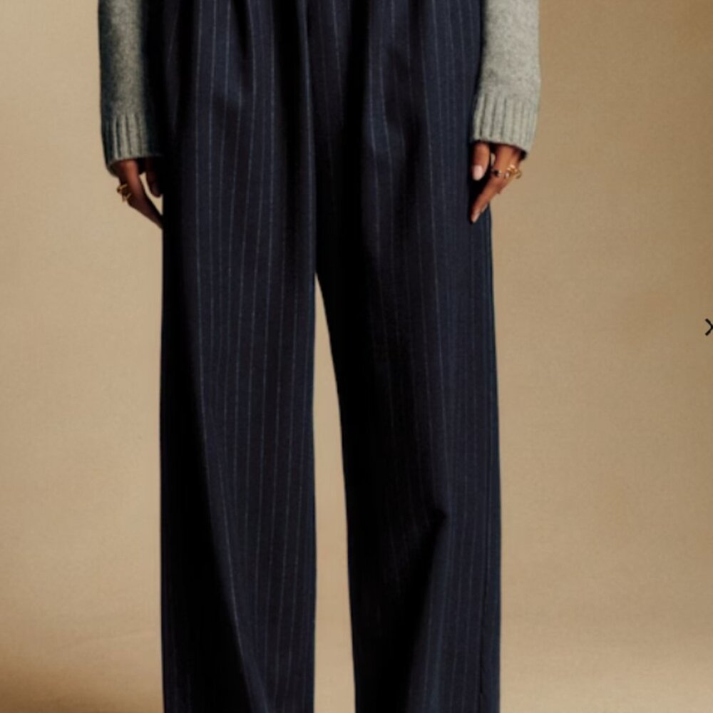 Loulou Trousers  Navy Ecru Tennis Stripes